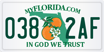 FL license plate 0382AF