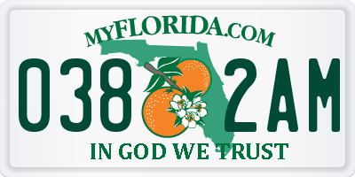 FL license plate 0382AM