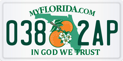 FL license plate 0382AP