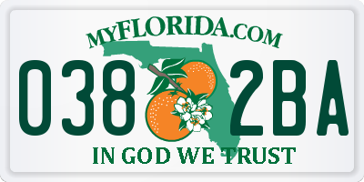 FL license plate 0382BA