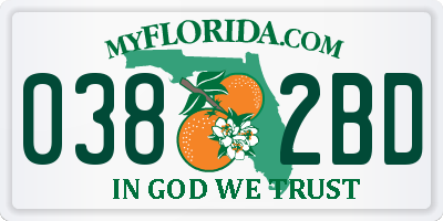 FL license plate 0382BD