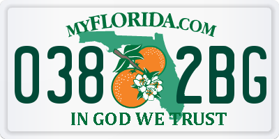 FL license plate 0382BG