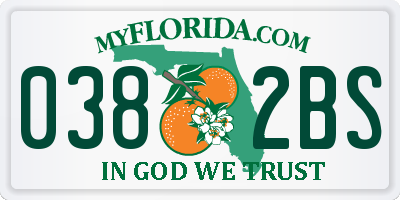 FL license plate 0382BS