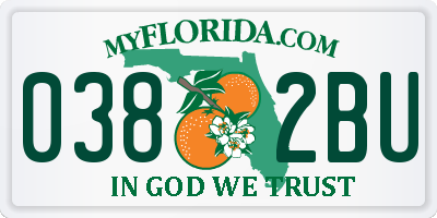 FL license plate 0382BU