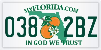 FL license plate 0382BZ