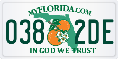 FL license plate 0382DE