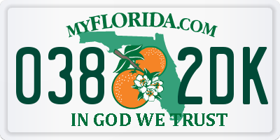 FL license plate 0382DK