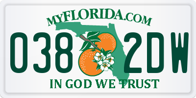 FL license plate 0382DW