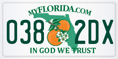 FL license plate 0382DX