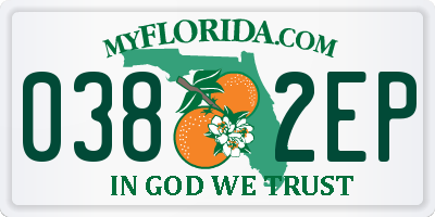 FL license plate 0382EP