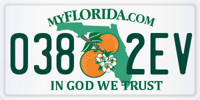 FL license plate 0382EV
