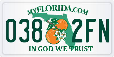 FL license plate 0382FN