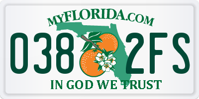 FL license plate 0382FS