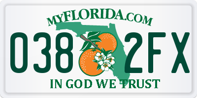 FL license plate 0382FX