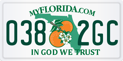 FL license plate 0382GC