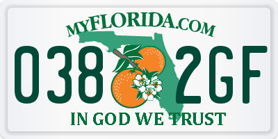 FL license plate 0382GF