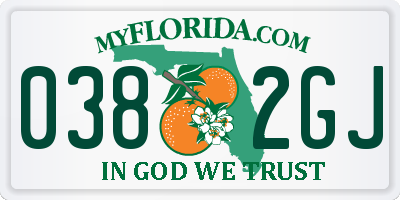 FL license plate 0382GJ