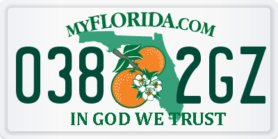 FL license plate 0382GZ