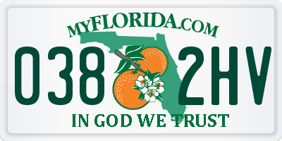 FL license plate 0382HV