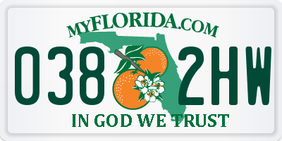 FL license plate 0382HW