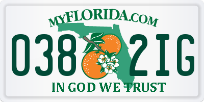 FL license plate 0382IG