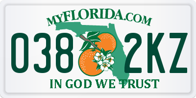 FL license plate 0382KZ