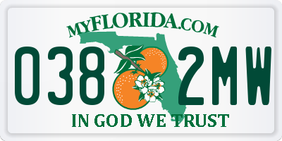 FL license plate 0382MW