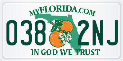 FL license plate 0382NJ