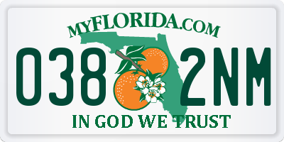 FL license plate 0382NM