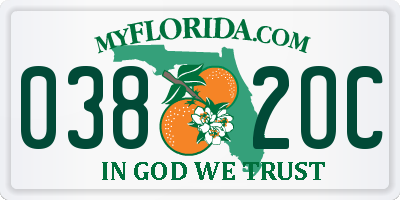 FL license plate 0382OC