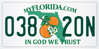 FL license plate 0382ON