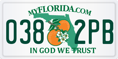FL license plate 0382PB