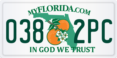 FL license plate 0382PC