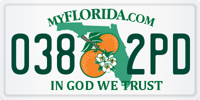 FL license plate 0382PD