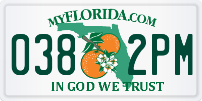 FL license plate 0382PM