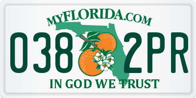 FL license plate 0382PR