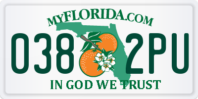 FL license plate 0382PU