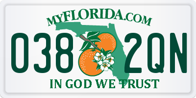 FL license plate 0382QN