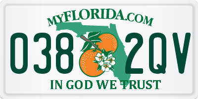 FL license plate 0382QV