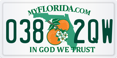 FL license plate 0382QW