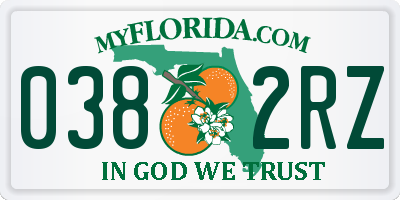 FL license plate 0382RZ