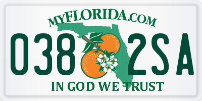 FL license plate 0382SA
