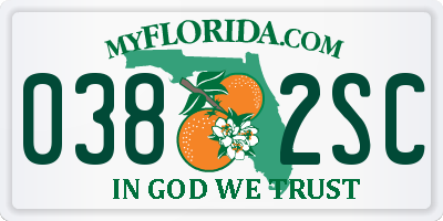 FL license plate 0382SC