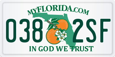 FL license plate 0382SF