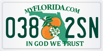 FL license plate 0382SN