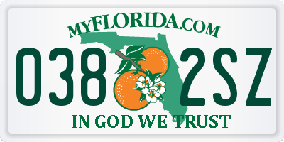 FL license plate 0382SZ