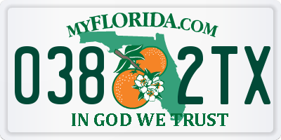 FL license plate 0382TX