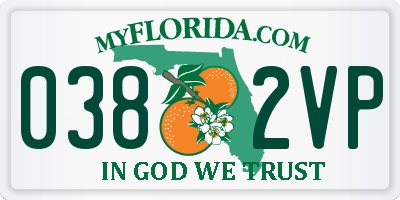 FL license plate 0382VP