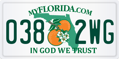 FL license plate 0382WG