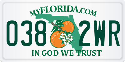 FL license plate 0382WR
